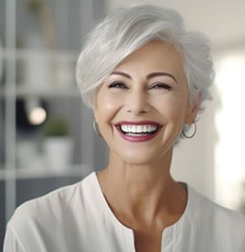 Smiling senior woman with beautiful teeth